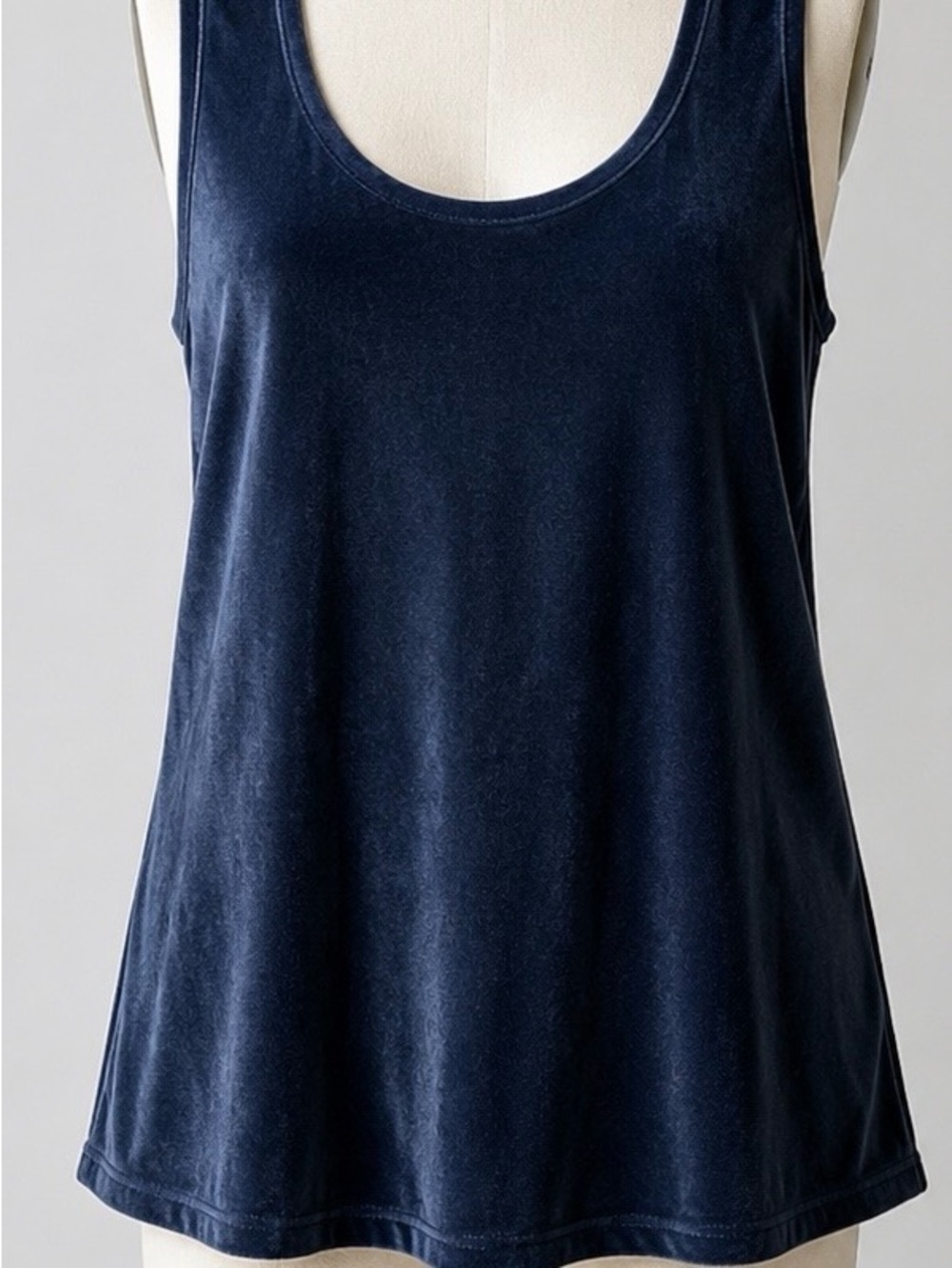 Ann Taylor Navy Velvet Scoop Neck Tank